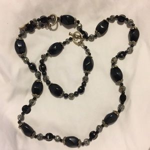 Handmade Blackstone necklace w matching bracelet